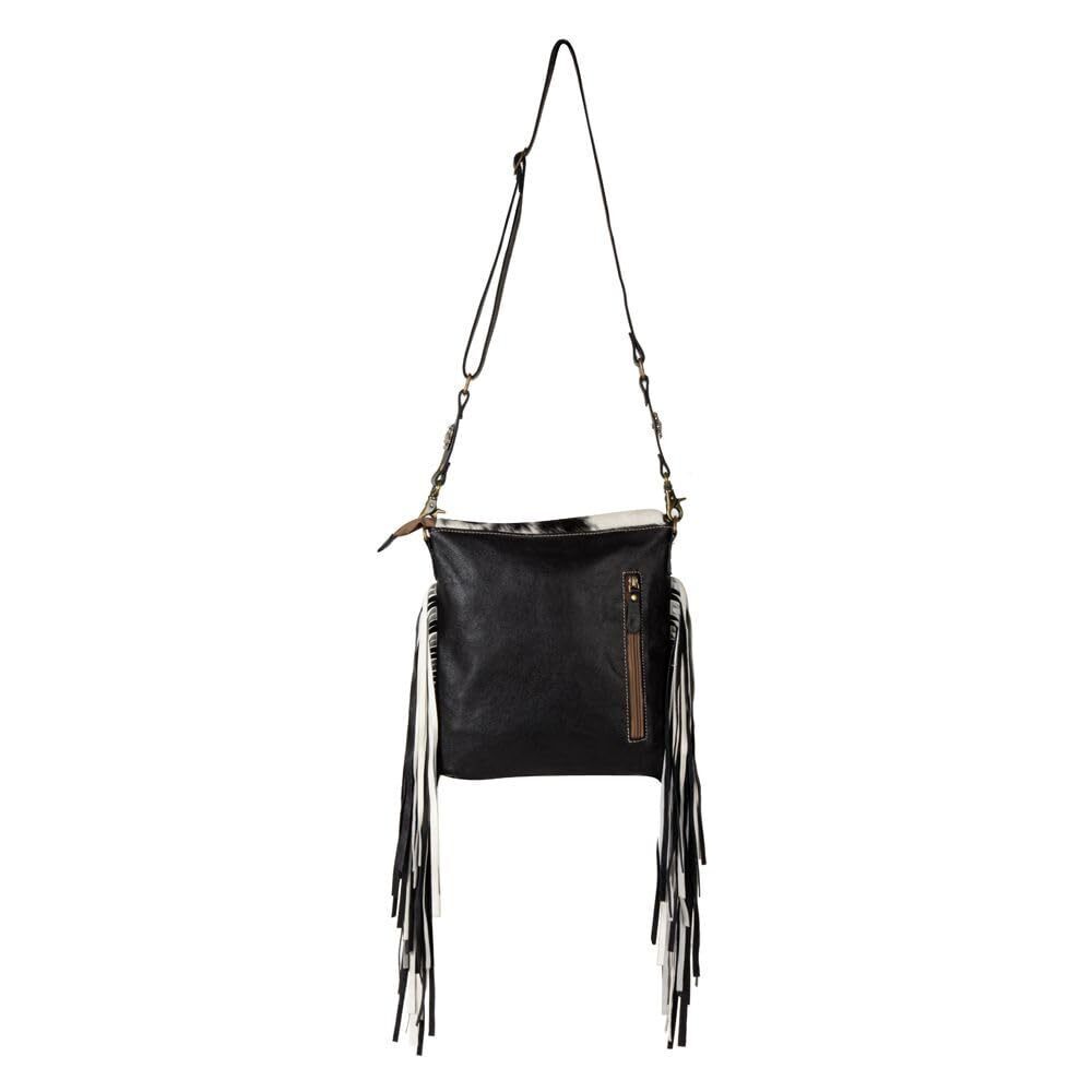 3513 Western Leather Crossbody Bag , Hairon Upcycled Flap Boho Bag - Picture 6 of 7